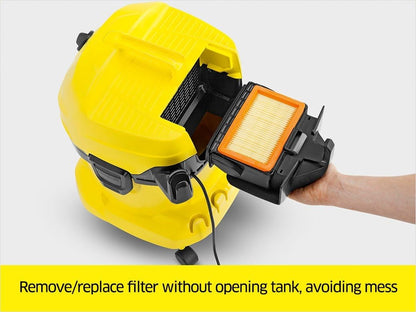 Karcher - WD 4 Wet-Dry Shop Vacuum Cleaner - with Attachments - Blower Feautre, Compact Space-Saving Design - 5.3 Gallon - 1100W