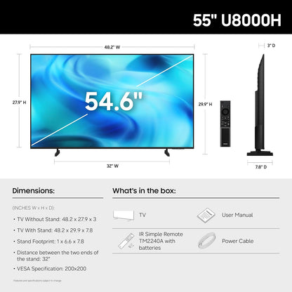 Samsung - 55” Class U8000H Series Crystal UHD 4K Smart Tizen TV (2026) UN55U8000HFXZA
