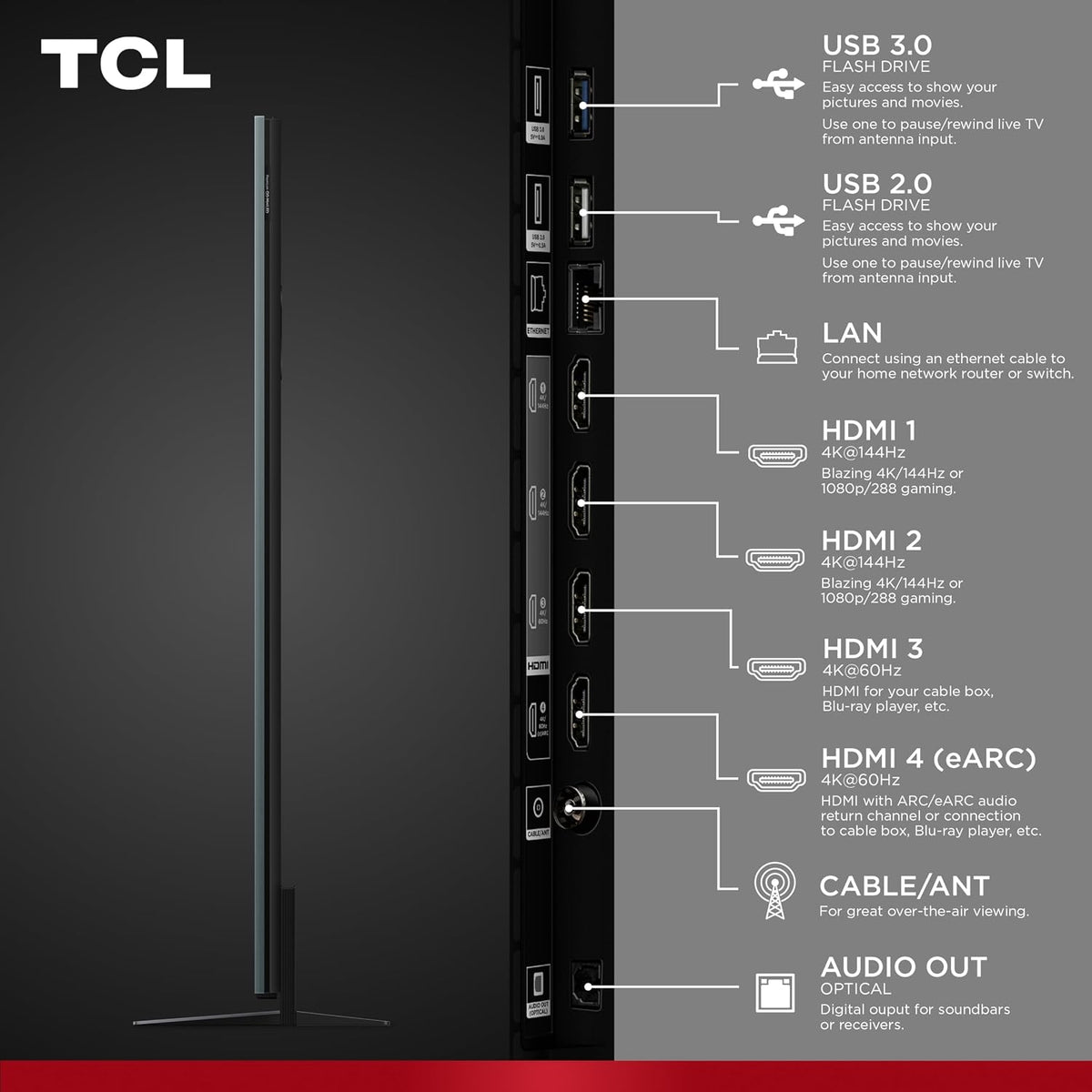 TCL 65" QM9K Series 4K UHD HDR QD-Mini LED Smart TV with Google TV (2025) 65QM9K