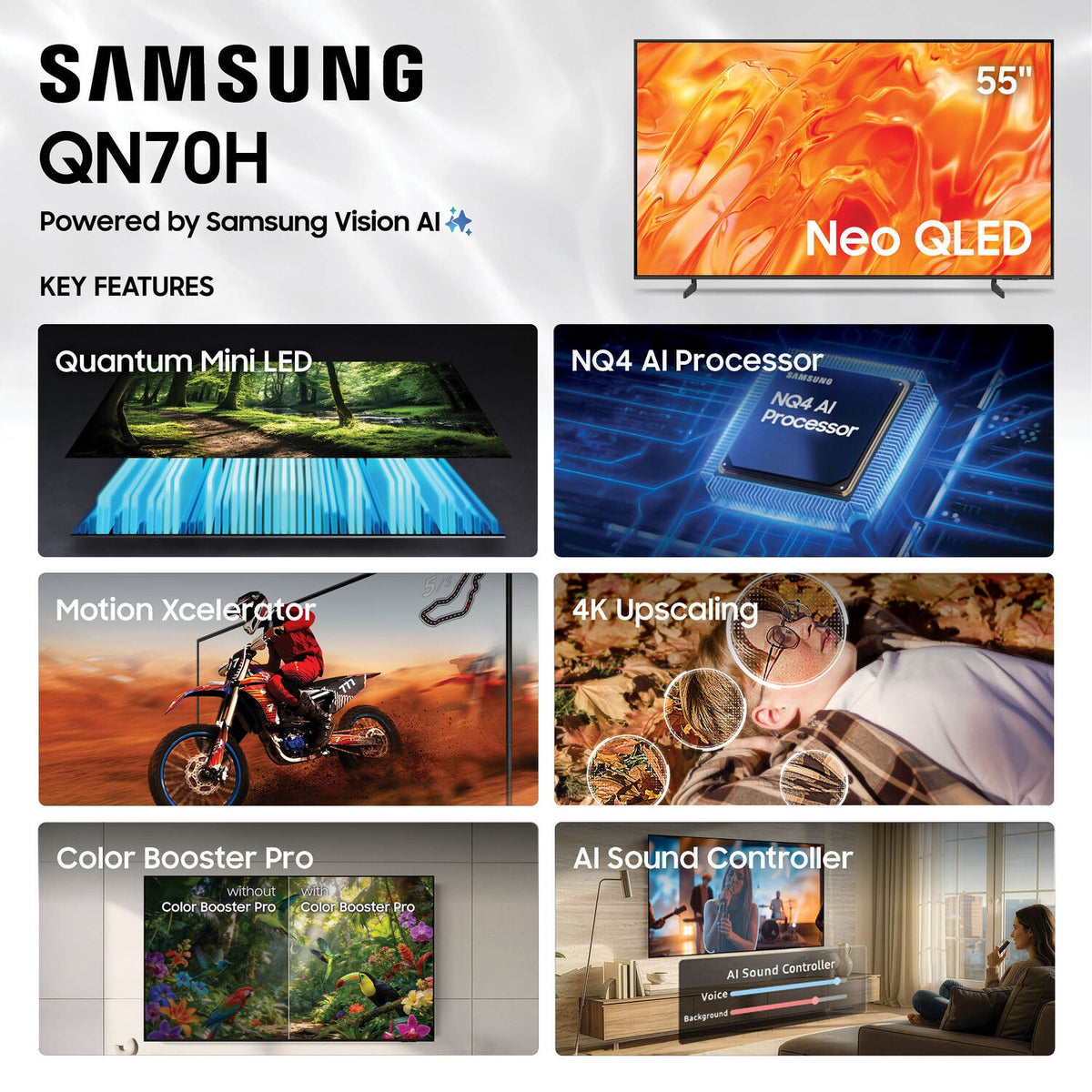 Samsung QN70H 55" 4K HDR Smart Neo Quantum Mini-LED TV QN55QN70HAFXZA