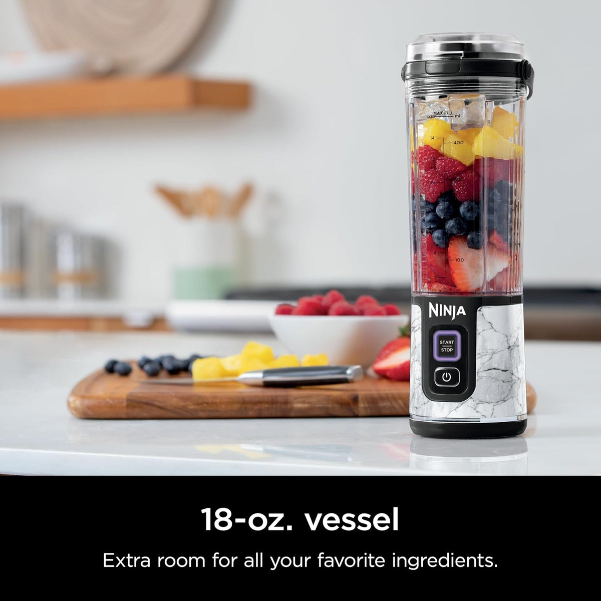 Ninja Blast Portable Blender, Cordless,18oz Vessel, White Marble, BC152MW