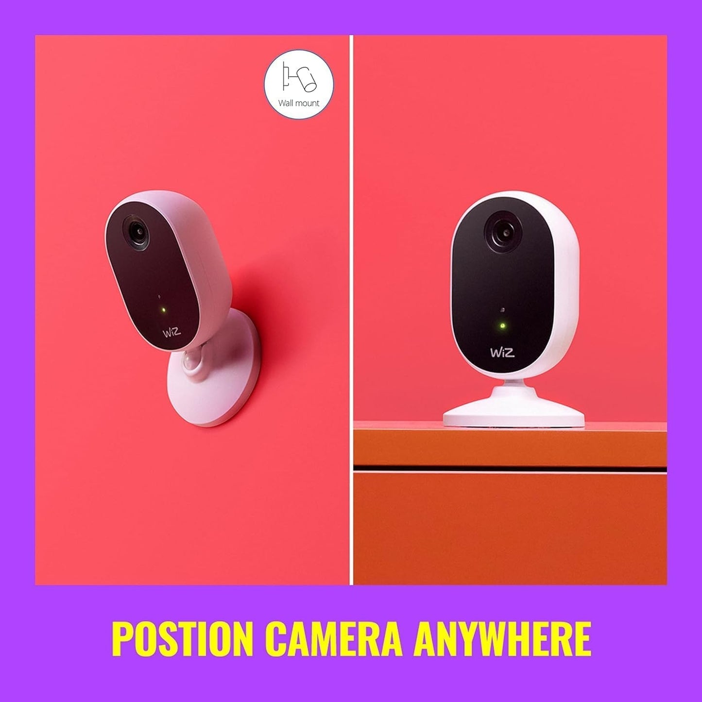 WiZ 1080p HD Indoor Security Camera with Full-Duplex Audio, Motion Detection, Night Vision and App Control 604603