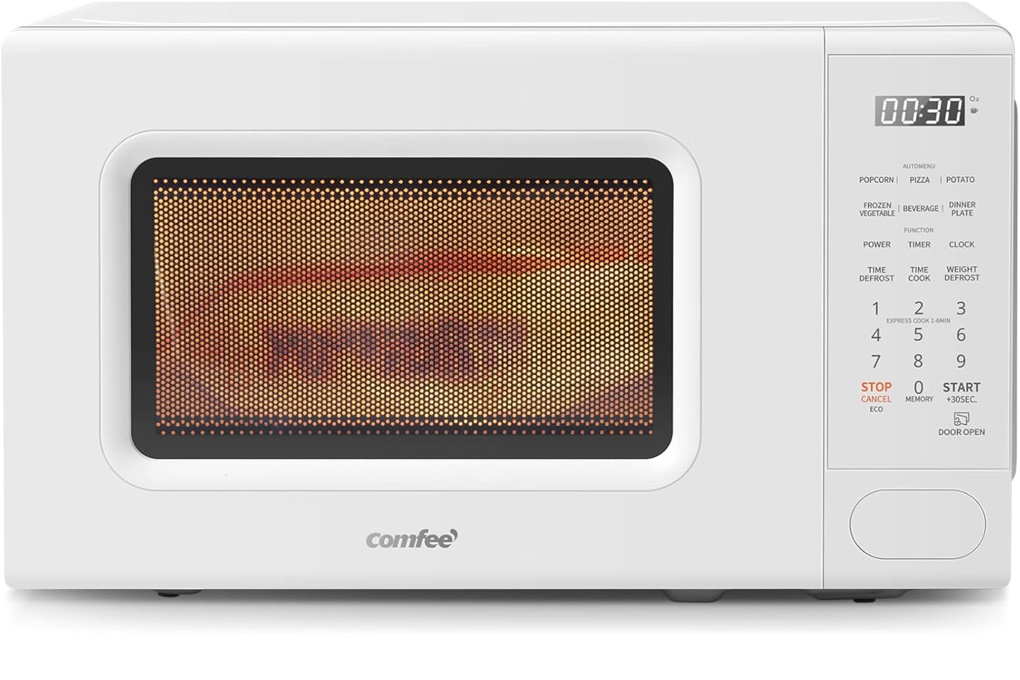 COMFEE Retro Microwave 0.7 Cu Ft 700 Watt with 11 power levels, Fast Multi-stage Cooking, Turntable Reset Function Kitchen Timer, CMO-C20M1WH