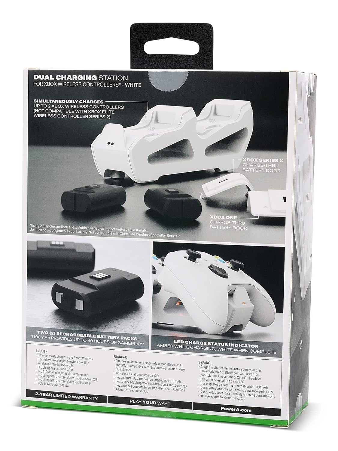 Power A Dual Charging Station for Xbox Series X/S Controllers White 1524375-01