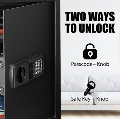 Fortress Extra Large Personal Safe with Electronic Lock Black, Pry resistant with concealed hinges, Solid steel construction, Foam padded interior - 44E40