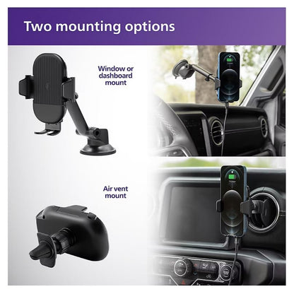 Philips 3-in-1 Car Charging Kit Black 15W Qi-Enabled Mounting Cradle DLP6543CC/37