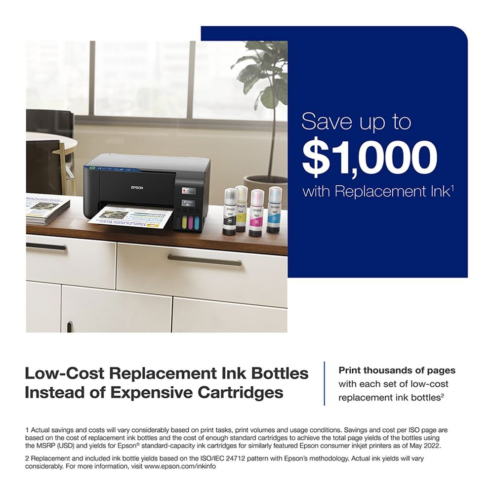 Epson - EcoTank ET-2400 Wireless Color All-in-One Cartridge-Free Supertank Printer with Scan and Copy - Black C11CJ67201
