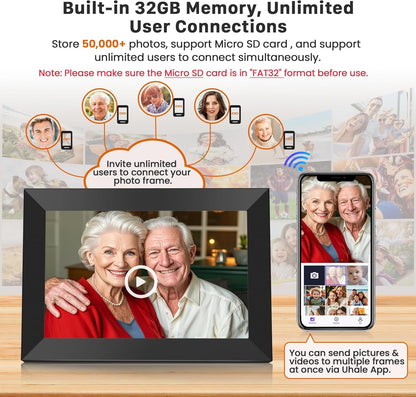 Uhale Digital Picture Frame Wi-Fi 10.1 Inch, Electronic Photo Frames 1280 x 800 HD IPS Touch Screen, Auto Rotate F-102KZ