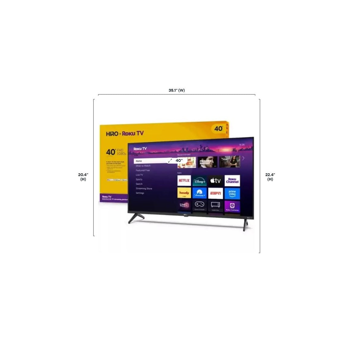 Hiro TV 40" 1080p Full HD Smart Roku TV with Dolby Audio for Streaming H40C3D4