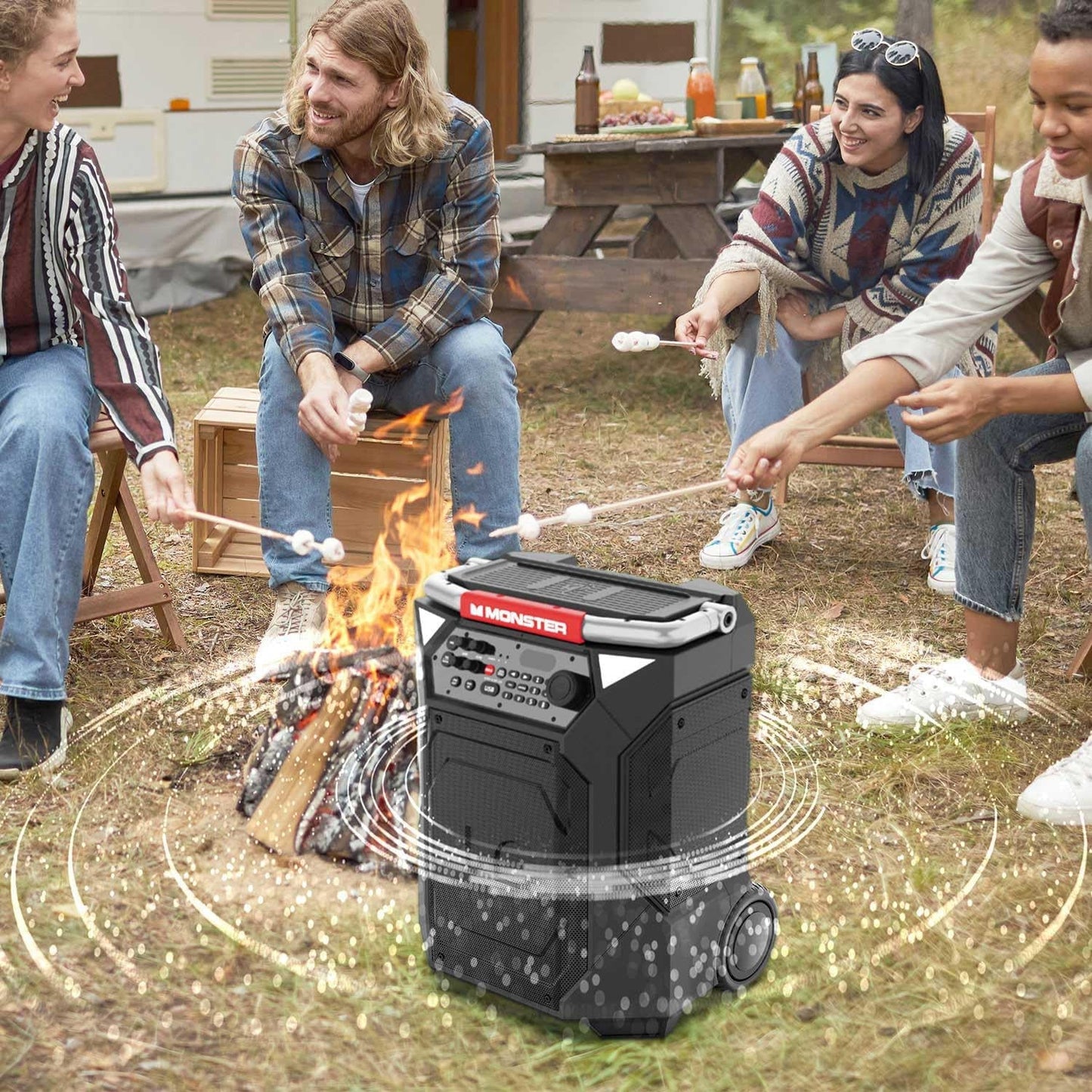 Monster - Rockin’ Roller 360 Indoor/Outdoor Portable Bluetooth Speaker - Black MNRR360