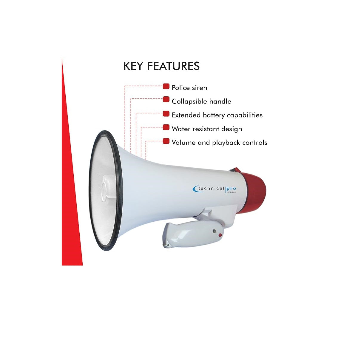 Technical Pro 20 Watts Lightweight 600M Range Portable Megaphone