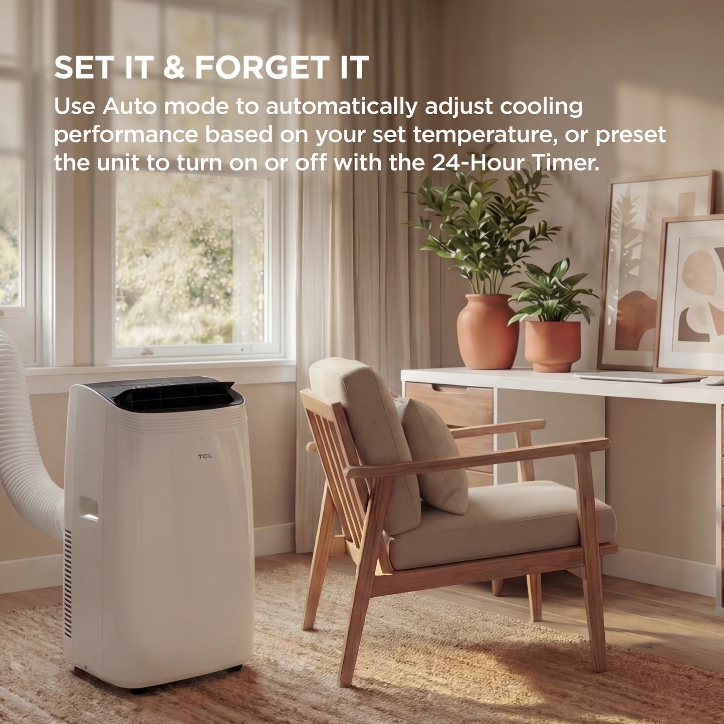 TCL 350 Sq. Ft. 8,000 BTU Smart Portable Air Conditioner 3-in-1 AC, Fan & Dehumidifier White T08PC5S