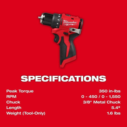 Milwaukee 3401-20 M12 Subcompact Brushless 3/8″ Drill/Driver
