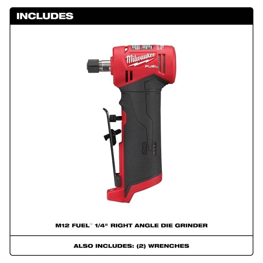 Milwaukee M12 FUEL 12V Lithium-Ion Brushless Cordless 1/4 in. Right Angle Die Grinder (Tool-Only)