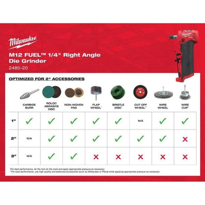 Milwaukee M12 FUEL 12V Lithium-Ion Brushless Cordless 1/4 in. Right Angle Die Grinder (Tool-Only)