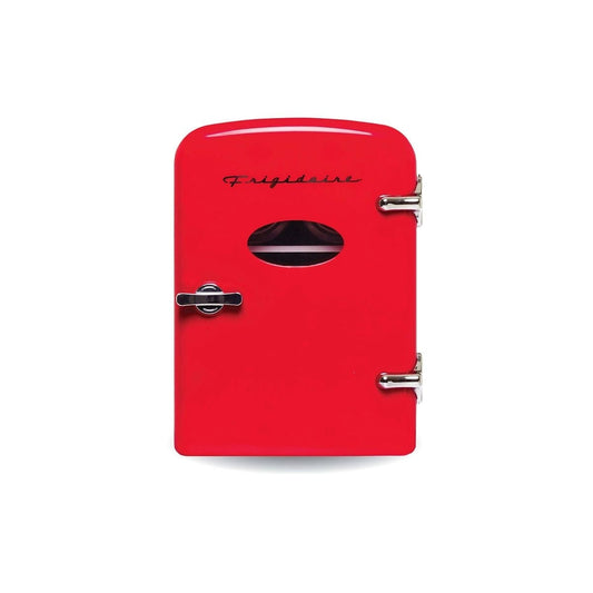 FRIGFrigidaire Mini Portable Compact Personal Fridge, 4 Liter Capacity, 6 Cans, Makeup, Skincare, Freon-Free & Eco Friendly, Includes Home Plug & 12V Car Charger, Red (Renewed)