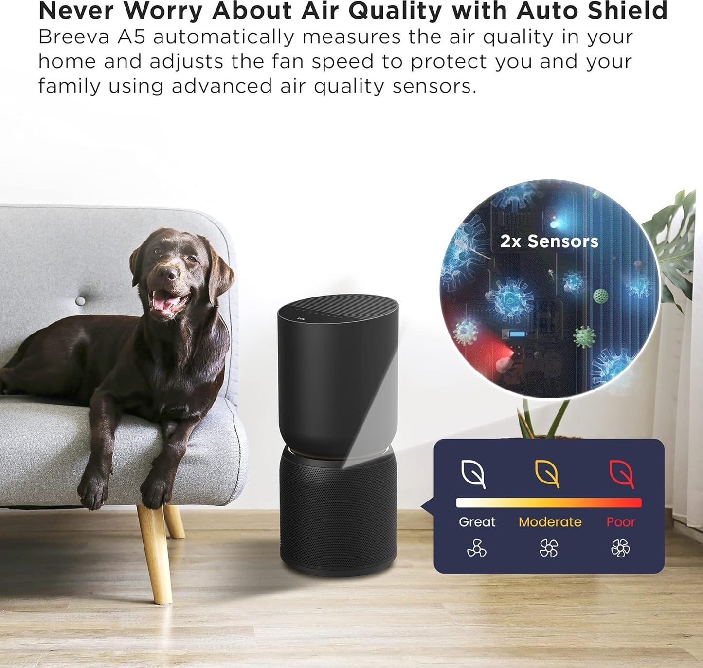 TCL Breeva A5 Smart Air Purifier, up to 1765 sq. ft., 5-Stage Filtration System