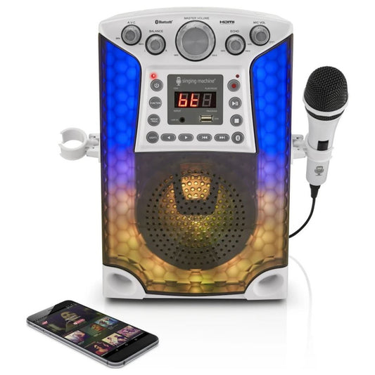 The Singing Machine SML633 Bluetooth CD+G Karaoke System, White