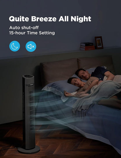 PELONIS 40'' Oscillating Tower Fan, 3 Speed Settings, 3 Modes, 15-Hour Timer, LED Display Black PFT40A4AGB