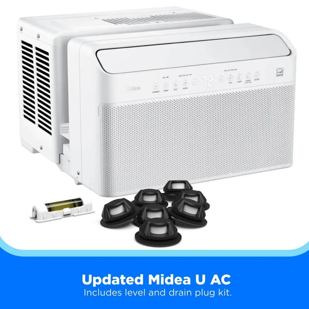 Midea 8,000 BTU Smart Inverter U-Shaped Window Air Conditioner, up to 350 sq ft, Inverter technology / variable‑speed compressor - MAW08W1QWT