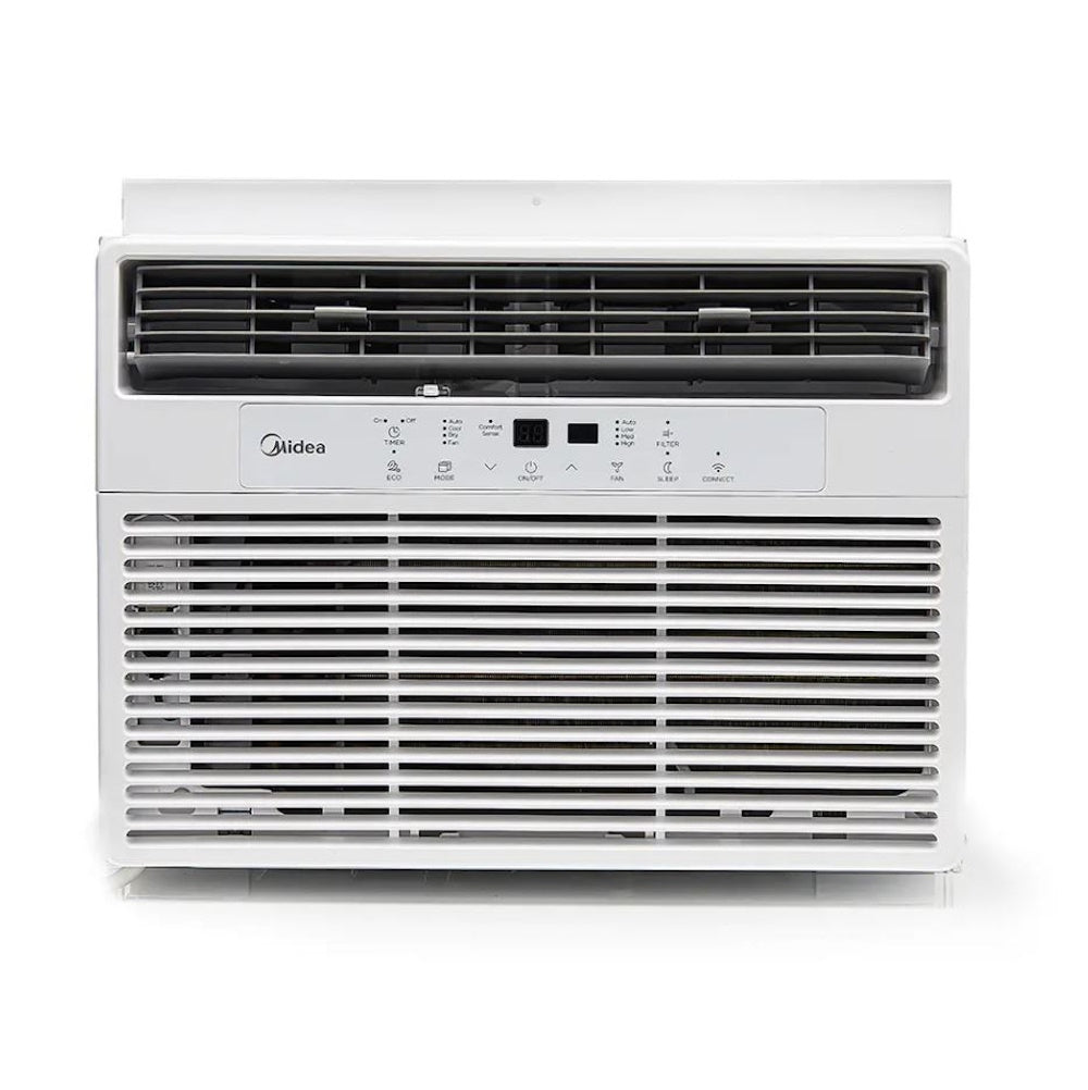 Midea 12,000 BTU 550 sq. ft Smart Window Air Conditioner with Remote Control, 3-in-1: Cools, Dehumidifies and Ventilates, App & Voice Control, 60 dB, White MAW12S1DWWT-T