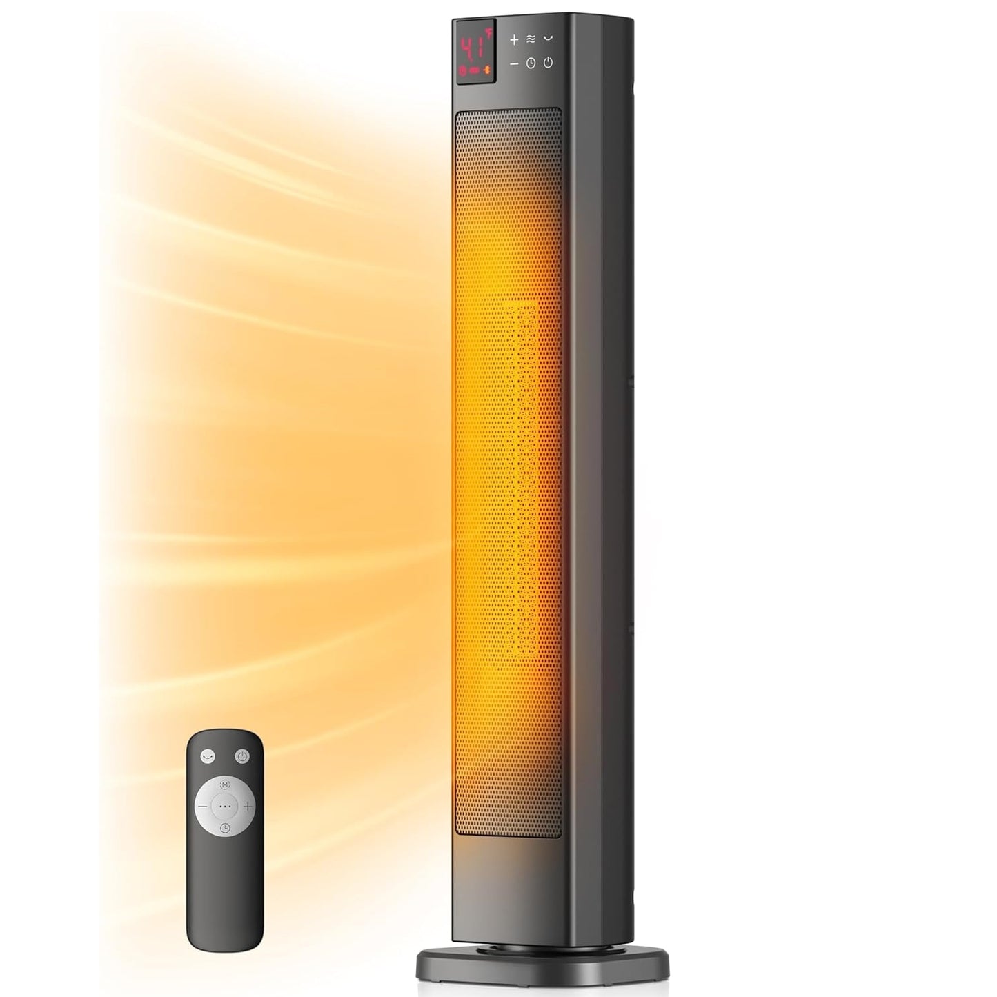 PELONIS 30” 1500W Ceramic Tower Space Heater with Adjustable Thermostat for Large Room PSHC30TD4BB