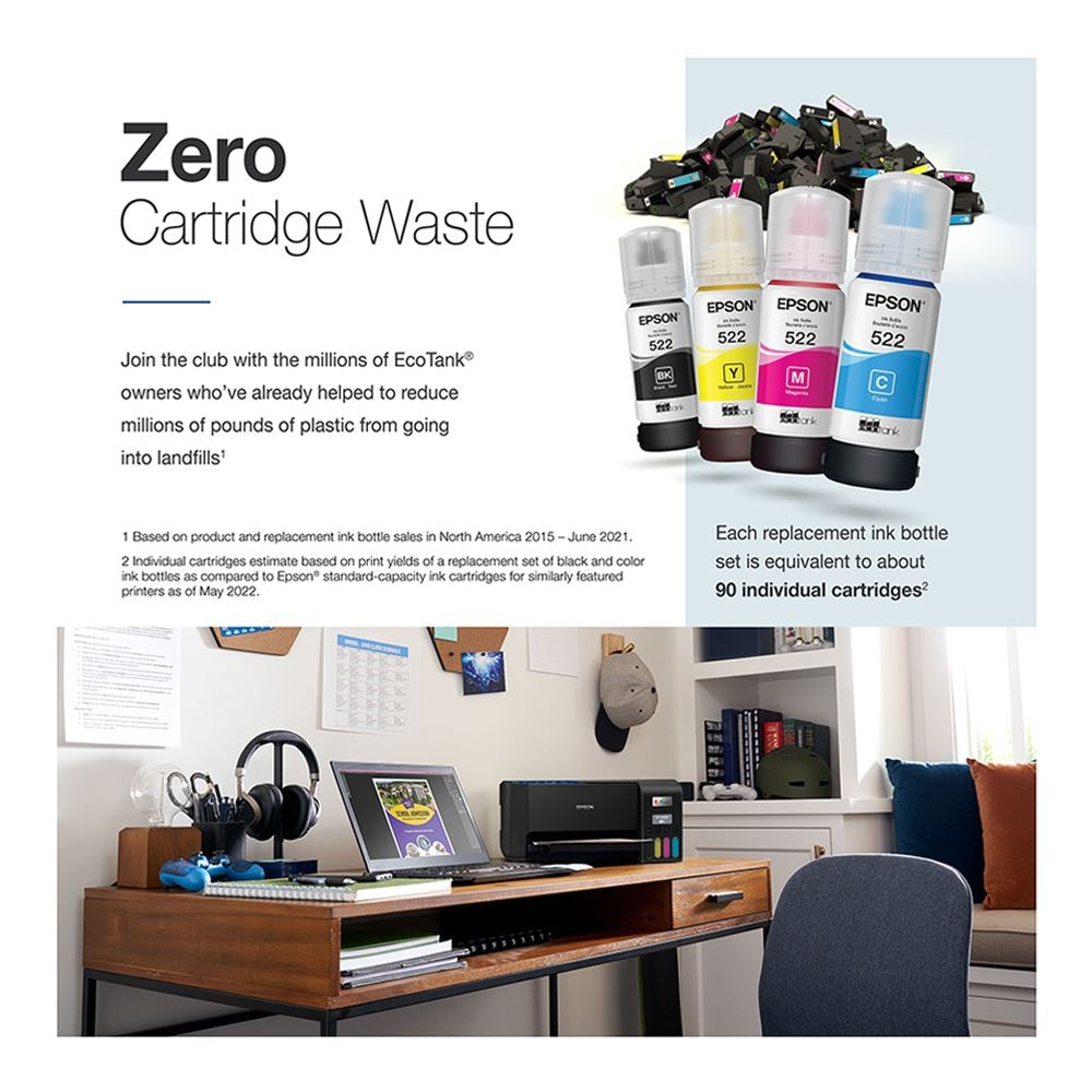 Epson - EcoTank ET-2400 Wireless Color All-in-One Cartridge-Free Supertank Printer with Scan and Copy - Black C11CJ67201