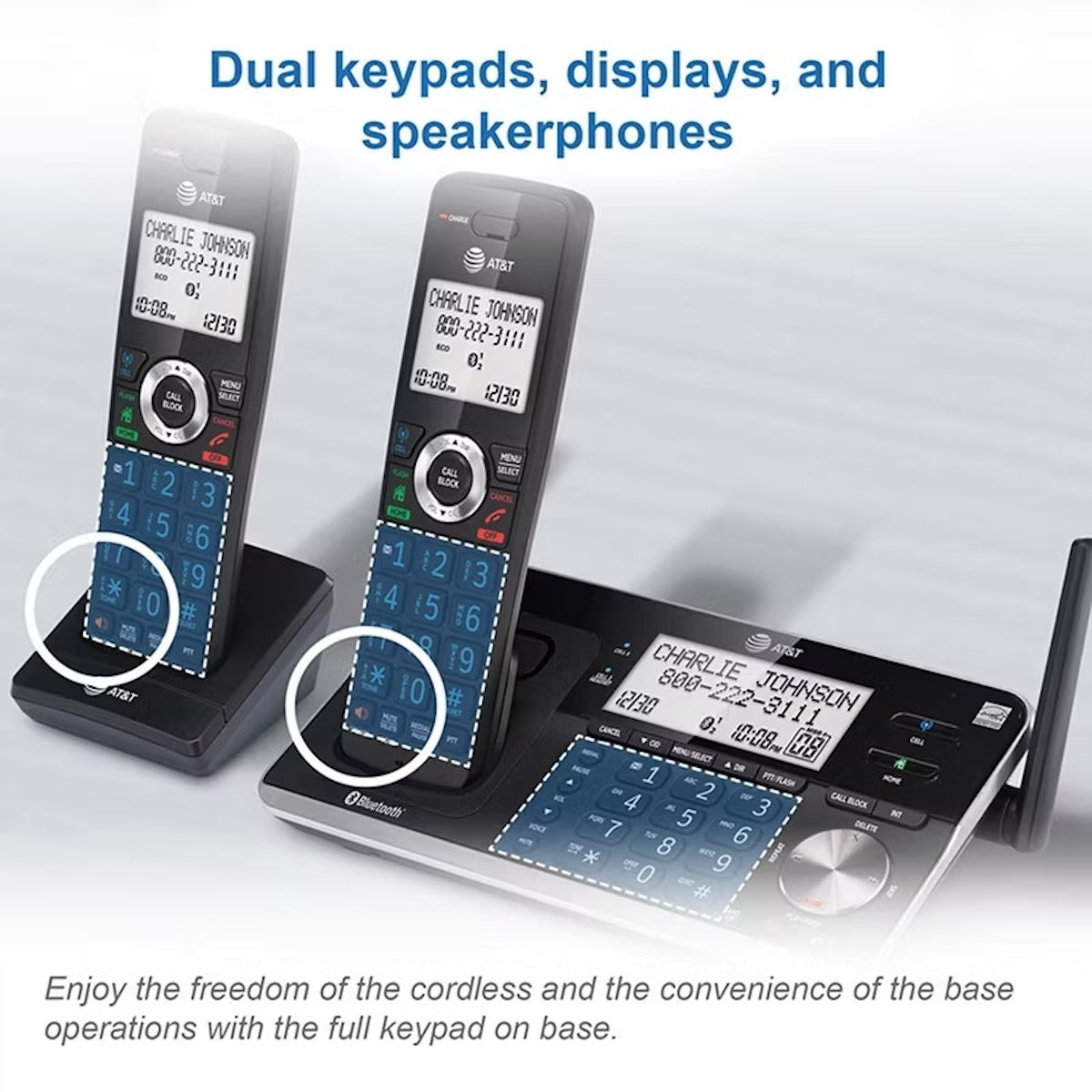AT&T 4-Handset Cordless Phone with Unsurpassed Range with Bluetooth Connect to Cell and Smart Call Blocker and Answering System DLP73450