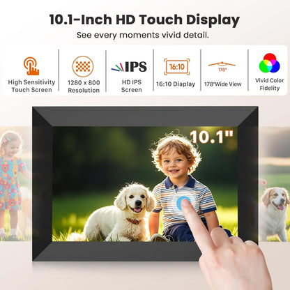 Uhale Digital Picture Frame Wi-Fi 10.1 Inch, Electronic Photo Frames 1280 x 800 HD IPS Touch Screen, Auto Rotate F-102KZ
