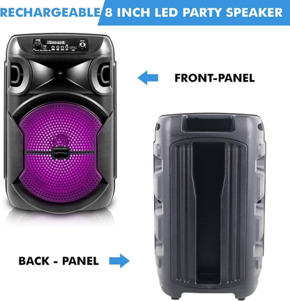 Technical Pro 8" Portable 800 W Bluetooth Speaker w/Woofer & Tweeter BOOM8