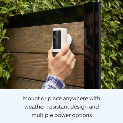 Ring Outdoor Cam Plus, Battery with 2K Video and Ring Vision, Low-Light Sight, and Mount-Anywhere Versatility White