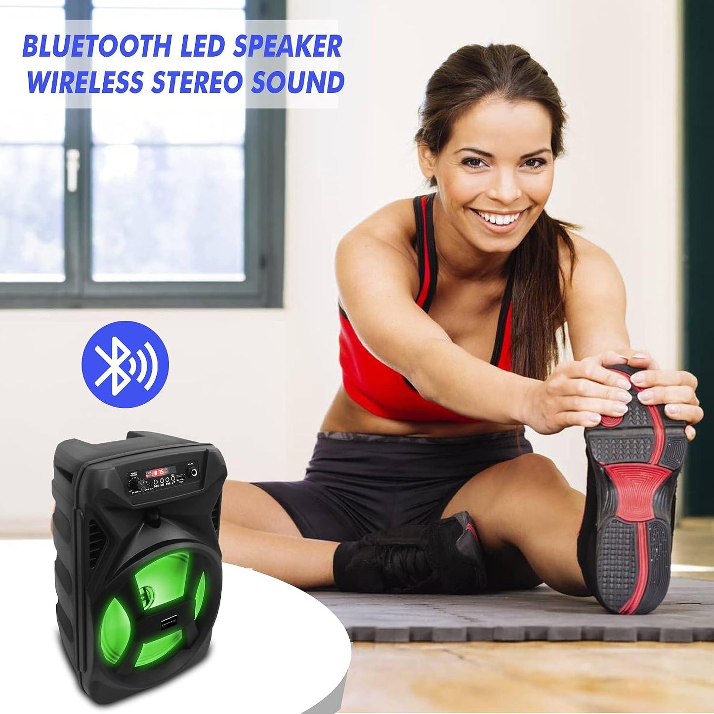Technical Pro Rechargeable 8" Bluetooth LED Speaker with USB Card Inputs SPARK8