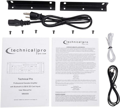 Technical Pro - MM3000 Pro Bluetooth Mic Mixing Amplifier - Black