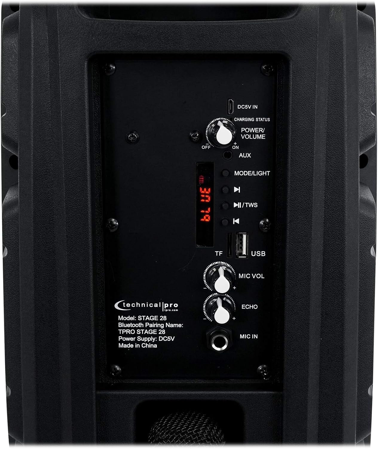 Technical Pro STAGE28 Dual 8" Rechargeable LED Bluetooth Speaker + Stand + Mic
