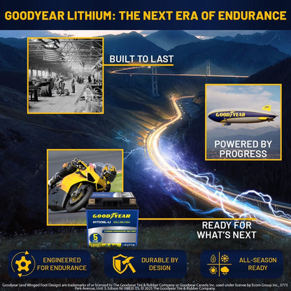 Goodyear GYTX5L-LI 12.8V 150CCA Lithium High Output Smart BMS Powersport Battery
