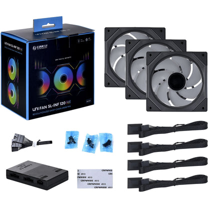 Lian Li 120mm UNI FAN SL-INFINITY Case Fan 3-Pack with Controller Black UF-SLIN120-3B