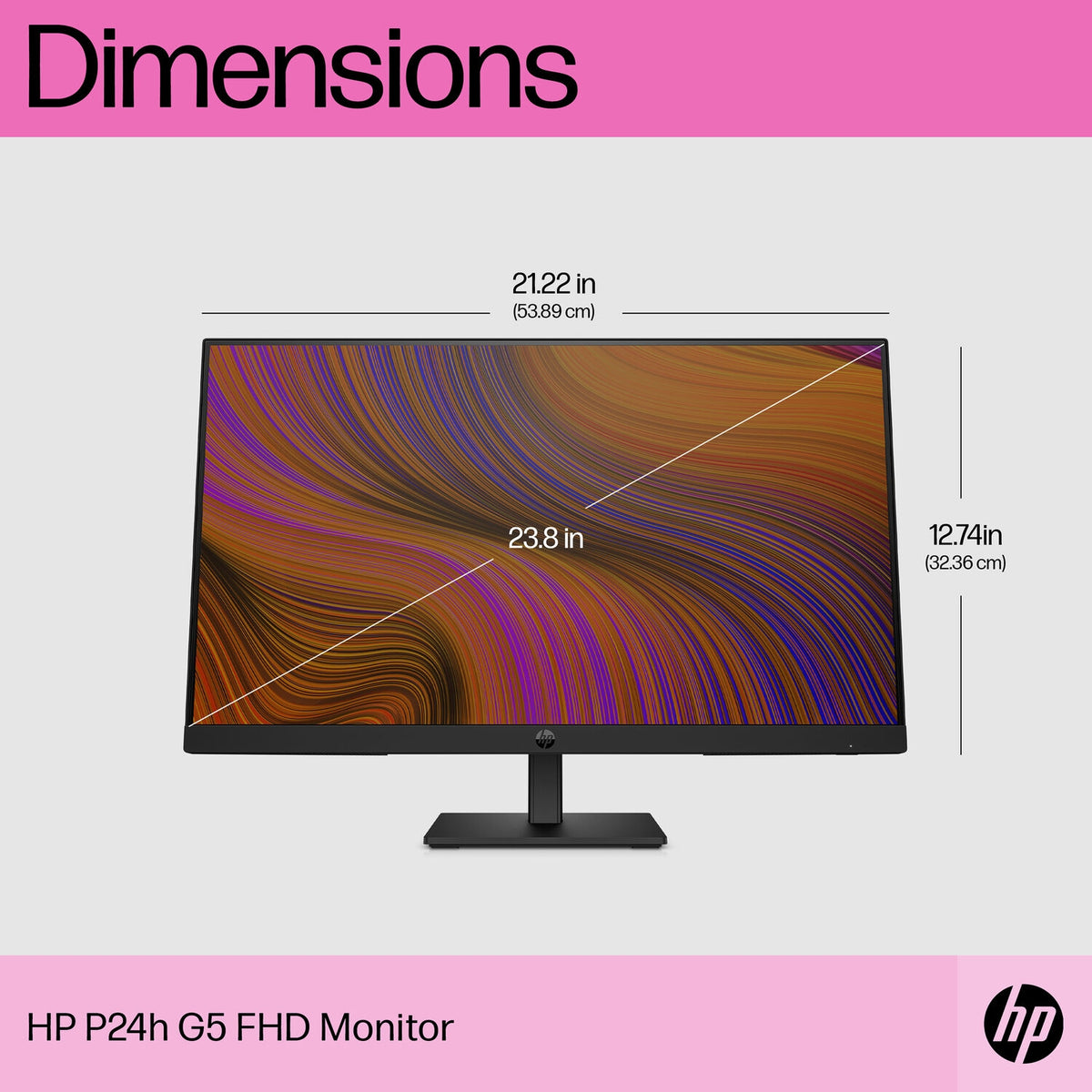 HP P24H G5 24" Class Full HD LCD Monitor 1920 x 1080 75 Hz 5ms HDMI | DP | VGA 64W34AA