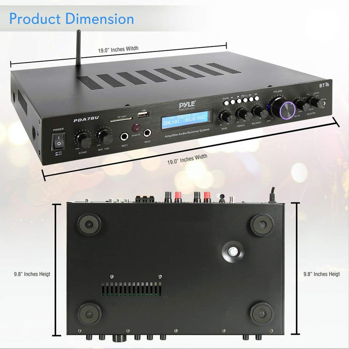 Pyle Pro PDA7BU Stereo Receiver with Bluetooth
