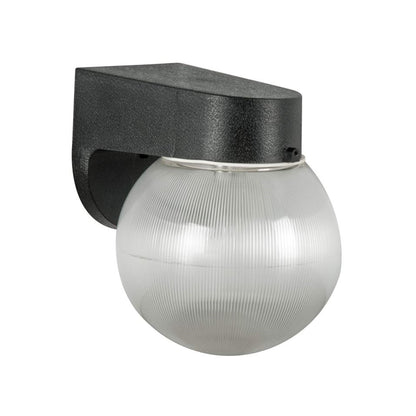 Sunset Lighting 1-Light 7-1/4" Globe Flush Mount Light, 7W Black Finish Clear Prismatic Acrylic Glass F4316-31