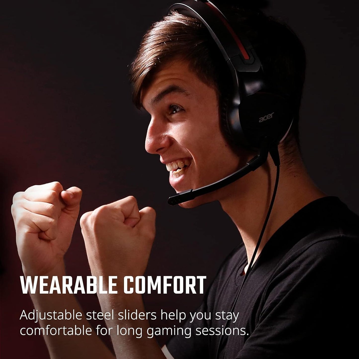 Acer Nitro Gaming Headset with Flexible Omnidirectional Mic, Adjustable Headband, Black NP.HDS1A.008