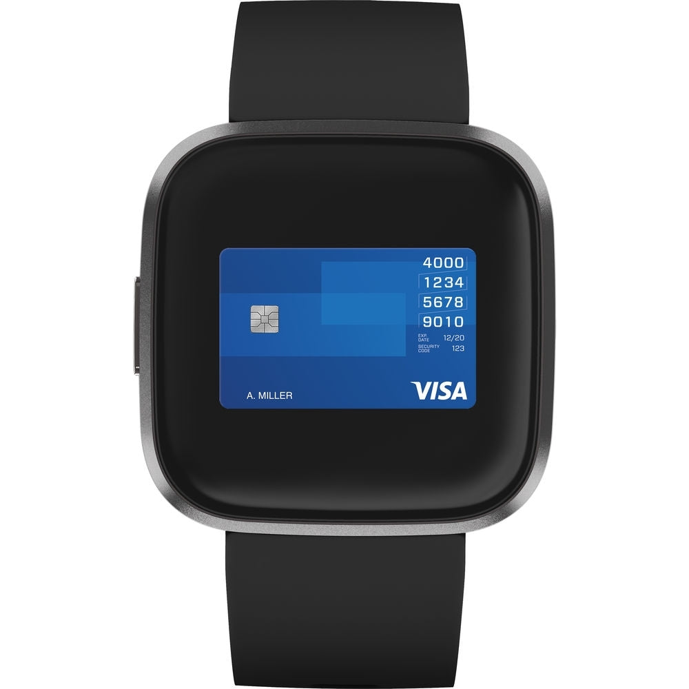 Fitbit Versa 2 Health/Fitness Smartwatch Black Aluminum w/ Bonus Band FB507BKBKL
