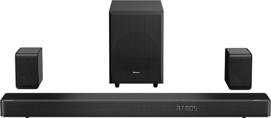 Hisense 5.1.2 Dolby ATMOS Soundbar w/ Wireless Rear Satellite Speakers & Wireless Subwoofer - Black AX5125H