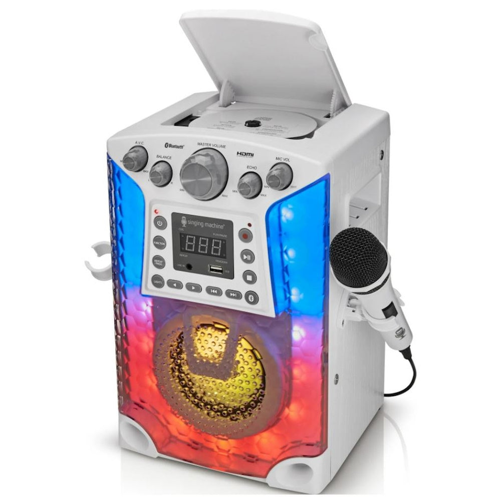 The Singing Machine SML633 Bluetooth CD+G Karaoke System, White