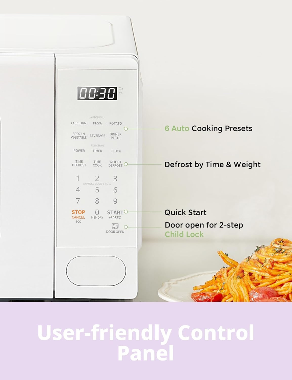 COMFEE Retro Microwave 0.7 Cu Ft 700 Watt with 11 power levels, Fast Multi-stage Cooking, Turntable Reset Function Kitchen Timer, CMO-C20M1WH