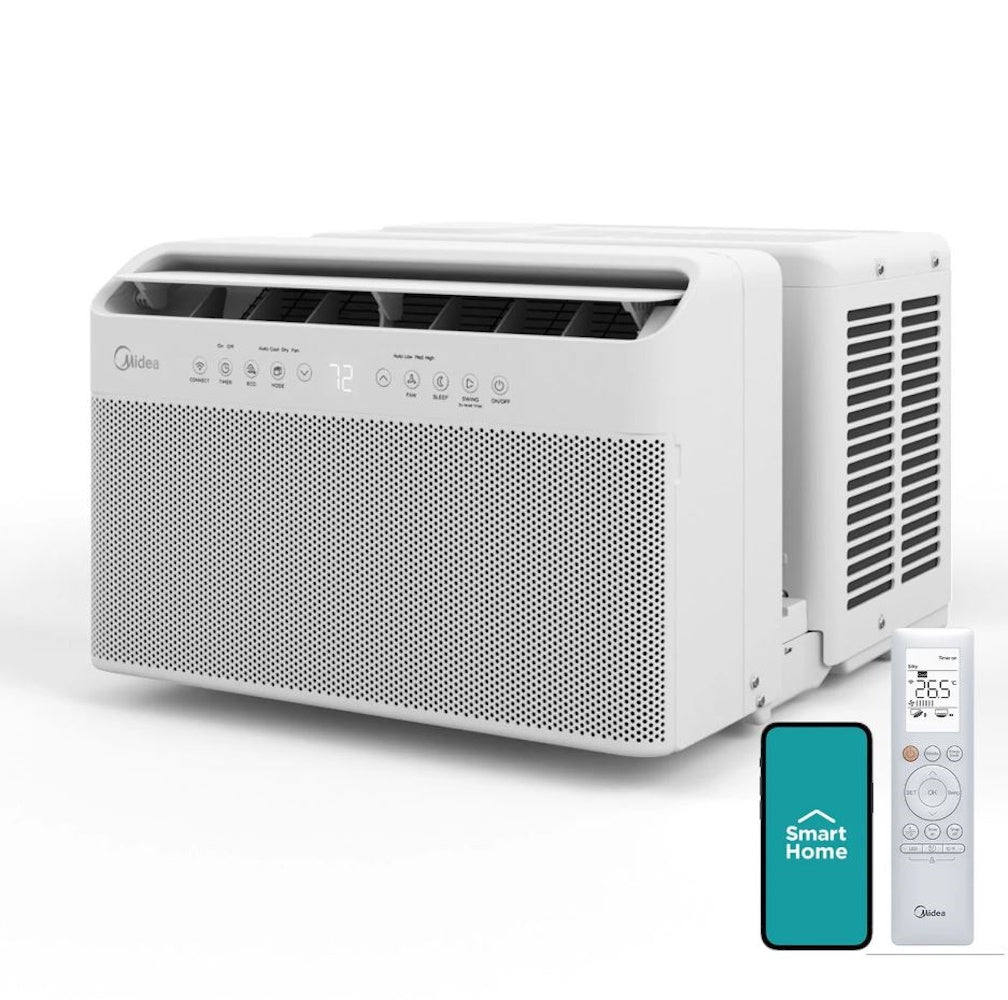 Midea 8,000 BTU Smart Inverter U-Shaped Window Air Conditioner, up to 350 sq ft, Inverter technology / variable‑speed compressor - MAW08W1QWT