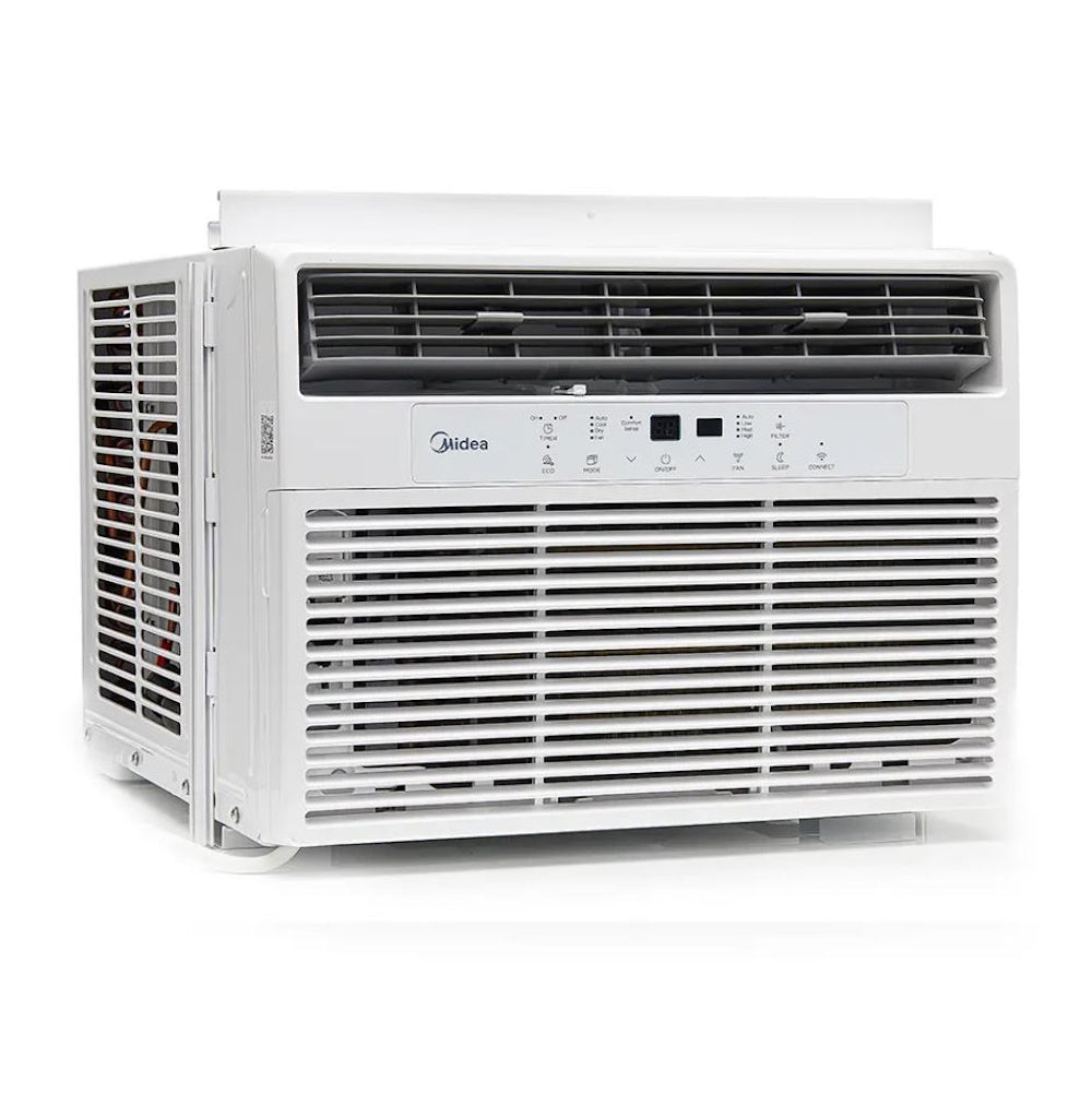 Midea 12,000 BTU 550 sq. ft Smart Window Air Conditioner with Remote Control, 3-in-1: Cools, Dehumidifies and Ventilates, App & Voice Control, 60 dB, White MAW12S1DWWT-T