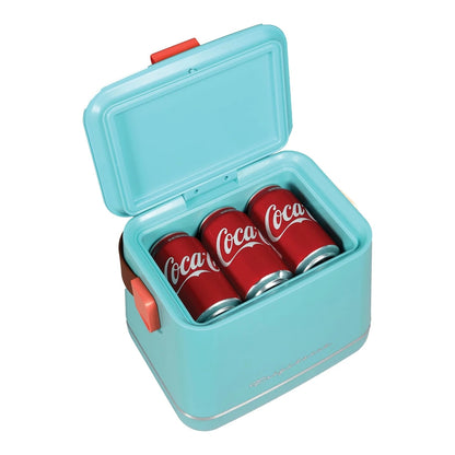 Frigidaire 6-Can 4 liter Retro Top-Opening Portable Beverage Mini Fridge/Cooler EFMIS308-BLUE, Includes 110v home power cord & 12V DC car adapter