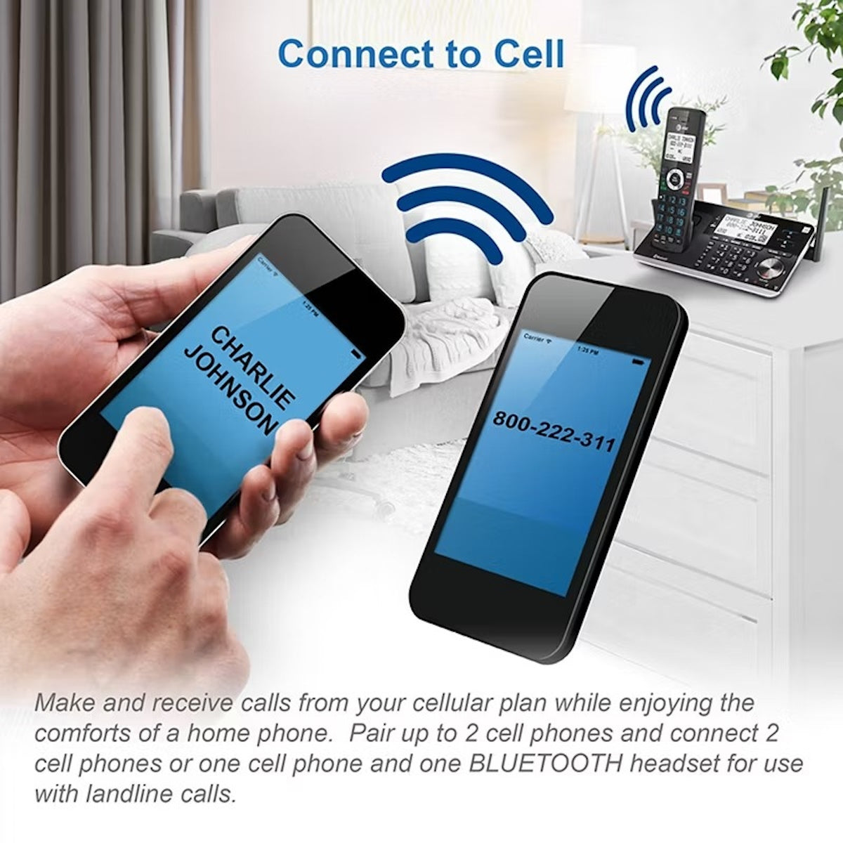 AT&T 4-Handset Cordless Phone with Unsurpassed Range with Bluetooth Connect to Cell and Smart Call Blocker and Answering System DLP73450