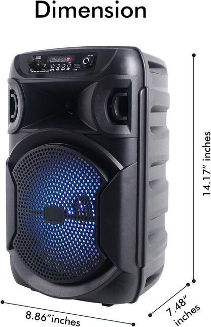 Technical Pro 8" Portable 800 W Bluetooth Speaker w/Woofer & Tweeter BOOM8