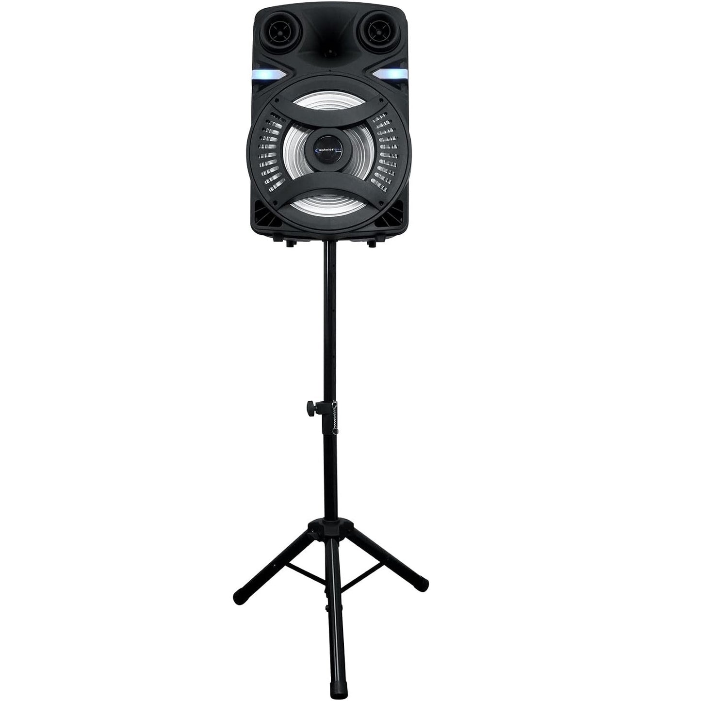Technical Pro CLUB15 15" Rechargeable Bluetooth Speakers+Stands+Remote+Mic+Light